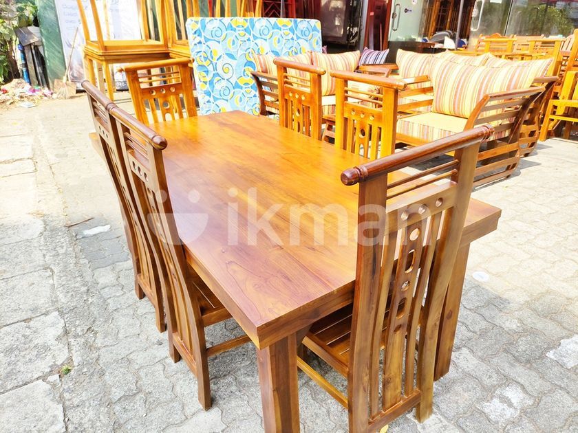 Teak Heavy Dining Table With 6 Chairs 6x3 Kaduwela Ikman