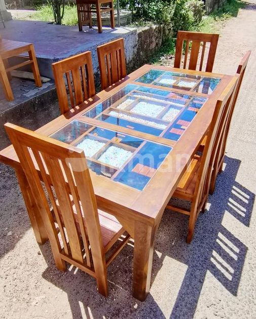 Teak Modern Heavy Dining Table And Chairs Code Athurugiriya