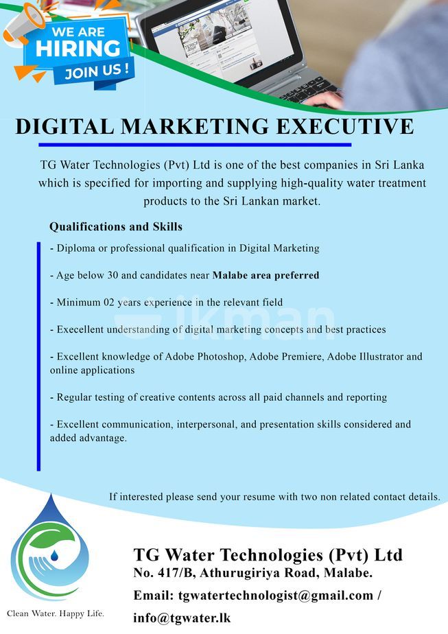 Digital Marketing Executive Vacancy Malabe Ikmanjobs