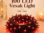 100 LED Vesak Lights 7.5m – Red