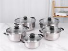 Stainless Steel Cookware Set with Glass Lid