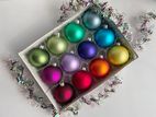 12 Pcs Glass Matte Rainbow Ball Ornaments (3.5 CM)