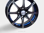 14X5.5 4X100 MACHINE BLACK UNDER LINE BLUE ALLOY WHEEL