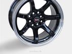 15X8 8X100/114.3 BLACK LIP MACHINED ALLOY WHEEL
