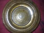 19th Century Large 50cm Antique Brass Pedestal Tray - 2kg Heavy