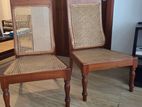 2 Antique Style Teak Ratan Viewed Chairs