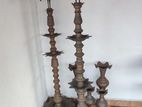 2 Brass Oil Lamps and 4 Vases
