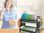 2 Tier Plate Rack Dish Drainer Holder