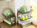 2 Tier Plate Rack Dish Drainer Holder - Kitchen