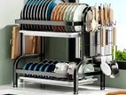 2 Tier Plate Rack Dish Layer Drainer Holder - Organizer