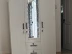 2 White 3 Doors Cupboards with Mirror