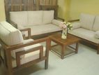 2*2 Teak Double Box Sofa Set With Glass Stool HS Luxury Fabric