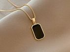 22k Gold Plated Black Stone Necklace