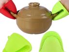 2Pcs Silicone Oven Mitt Pot Holder Glove