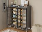 3-Door Grey Shoe Cabinet