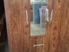 3 Door Melamine Glass Wardrobe with Drawers