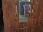 3 Door Melamine Glass Wardrobe with Drawers