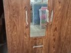 3 Door Melamine Glass Wardrobe with Drawers