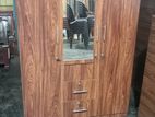 3 Door Melamine Glass Wardrobe with Lockers