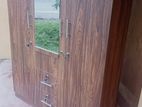 3 Door Melamine Glass Wardrobe with Lockers