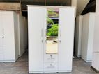 3 Door White Wardrobe With Mirror