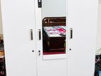 3 Door White Wardrobe with Mirror