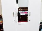 3 Door White Wardrobe with Mirror