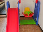 3 In 1 Children Slide, Swing Chair With Basketball Hoop