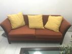3 Pieces Sofa Set with Mahogani Wood the Glass Top Stool