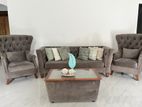 3 Seater Grey Velvet Sofa Set