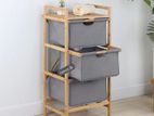 3 Tier Bamboo Storage Rack With Pull-out Baskets