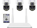 3 Wifi Dual Lens CCTV Camera With NVR Package
