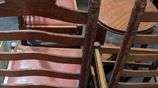 Photo de 3 Wooden High-Back Chairs With Round Side Table