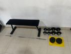 34kg dumbbell barbell set with bench