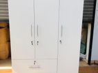3D White Melamine Wardrobe with (L) bottom-2 Drawers