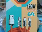 3in1 Orange USB Cable 120W