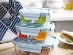 3Pcs- Microwave Safe Glass Containers With Lids Food Storage- (Square)