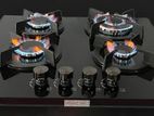 4 Burner Gas Cooker - Black Stainless Steel