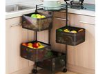 4 Layer Kitchen Rotating Trolley Portable Storage Rack Square