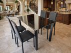 4 Seater Glass Top Dining Table with Chairs