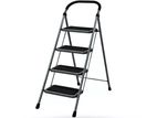 4 Step Ladder, Folding Stool with Wide Anti-Slip Pedal - Black