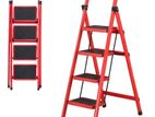 4 Step Ladder, Folding Stool with Wide Anti-Slip Pedal,red