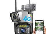 4G Mobile SIM Support Dual Lens 4Mp CCTV Camera