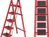 5 Step Folding Ladder, Portable and Compact, Anti-Slip