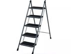 5 Step Ladder, Folding Stool with Wide Anti-Slip Pedal - Black