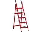 5 step MULTI-FUNCTION RED STEEL LADDER WITH SAFETY GUARD