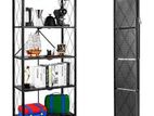 5 Tier Foldable Storage Rack. Metal Black Rack