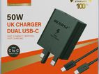 50W Fast Charger Dual USB-C (RECRSI) with Cable
