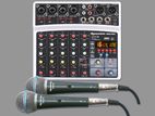 6 Channels Sound Card Mixer with 2 Dynamic Microphones