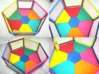 6 Panel Play Pen with Mattress Multi Colour